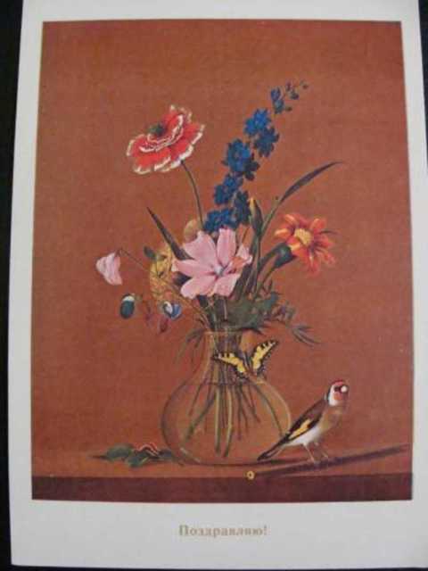 Картина ваза бабочка и птичка